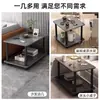 Mesa de centro pequeña, simple y moderna, para sala de estar, uso doméstico, mesa auxiliar de sofá de doble capa, forma cuadrada, estante simple de mesita de noche para dormitorio