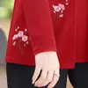 Nueva moda de otoño, camiseta estilo mamá bordada, elegante diseño de dos piezas, manga larga, corte holgado y favorecedor para mujeres de mediana edad y mayores