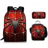 Mochila Estampado de Araña Transfronteriza para Estudiantes de Primaria y Secundaria Set de Tres Piezas Mochila Infantil Bolsa Escolar Bolsa para Comida Estuche Ligero