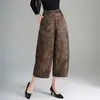 Bloomers Casuales Jacquard Vintage para Mujer 2026 Primavera Nuevos de Cintura Alta Adelgazantes Sueltos de Pierna Ancha Cortos de Linterna