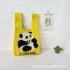 Bolsa Panda Grossa de Alta Qualidade Bolsa de Mão Tricotada Feminina Bolsa de Pulso de Poliéster Bolsa Saco Feminina Bolsa Versátil para Todas as Ocasiões