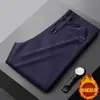 Novas calças quentes de flanela grossa para outono e inverno para homens, calças casuais de veludo cotelê de perna reta, calças de moletom largas de tamanho grande para homens