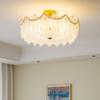Luminária de Teto Decorativa de Vidro com Pena de Pérola Estilo Pastoral Francês Luxo Leve Moderna Simples Romântica para Quarto Principal Estudo