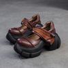Shanghai Jiejie 2025 Primavera Novos Sapatos Plataforma Masculinos de Couro de Vaca de Primeira Camada com Estilo Artístico Sapatos Femininos