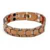 Pulsera Magnética Popular de Metal Antiguo de Cobre Rojo Transfronteriza Europea y Americana para Hombres, Pulsera de Pareja Magnética Completa Ancha Vintage Ajustable