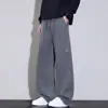 Calça Casual Retro Americana Scimitar Masculina Primavera e Outono Solta High Street Versátil Perna Reta Perna Larga Calça Longa