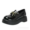 Mocassins de Tamanho Pequeno 2024 Novo Estilo Britânico Sapatos Pequenos de Couro Estilo Preppy Sapatos Baixos de Solado Grosso Sapatos Femininos Primavera e Outono Couro Genuíno
