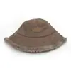 Sombrero de cubo versátil de gamuza con etiqueta para mujer, Otoño e Invierno, Aspecto natural, Adelgazante, Piel sintética de conejo engrosada, Sombrero de pescador cálido