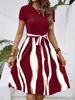 2026 Amazon Tume Cor de Tendência da Moda Bloco de Cores Simples Vestido de Cinto para o Dia a Dia Feminino Transfronteiriço Ama