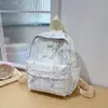 Mochila Pequena Infantil Doce Estilo Coreano Renda Laço Xadrez Tendência Casual para o Jardim de Infância