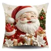 Novas fronhas temáticas de Natal com estampas de Papai Noel, boneco de neve e renas para decoração de sala de estar e quarto, disponíveis para atacado