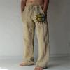 Pantalones casuales holgados de lino y algodón elástico con cordón para hombre, nuevos de Amazon europeo y americano