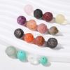 Joyería Jingdian, cuentas redondas con patrón de ágata de cristal natural, bola de ratán con flores, accesorios para tallado de joyas DIY, productos semiacabados al por mayor