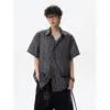 Camisa retro casual de manga corta para hombre, chaqueta camisa delgada transpirable elegante de verano, top holgado de manga media talla grande