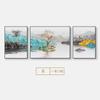 Mural Estilo Chinês Nova Pintura Decorativa Paisagem com Tinta Zen Chinesa Sala de Estar Sofá Parede de Fundo Triptíco Pintura Pendurada
