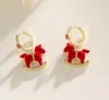 Pendientes Rojos de Año Nuevo con Monedas de Circonita, Pinzas para Orejas de Terciopelo tipo Carrusel para Mujer, Pendientes de Alta Gama, Pendientes Únicos y Hermosos