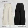 Pantalones Casuales de Empalme Desconstruido Scimitar para Hombre Marca de Moda Americana Color Sólido Holgado Ropa de Trabajo Pierna Ancha Largos