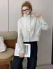 Chaqueta corta de trabajo diagonal con cuello alto y botones para mujer, nueva estilo coreano primavera/otoño 2026, chaqueta con cremallera holgada para mujeres petite