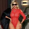 Biquíni Vermelho Diamante Quente Sexy Lingerie Europeu e Americano Plus Diamante Peça Única Manga Longa Saia Quadril Justa Renda Tz792