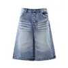 Shorts Jeans Masculino Nb303 High Street Estilo Americano Unissex High-End Lavado com Design de Padrão Bigode Ajuste Solto