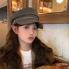 Recomendar sombrero de visera plano retro azul marino para mujer, gorra de béisbol casual de otoño e invierno, sombrero octogonal de lana de color liso, sombrero de moda versátil