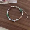 Coleção de Colar e Pulseira de Prata Quebrada com Pérolas Design de Nicho Feminino Luxo Acessível de Ponta Corrente da Clavícula Novas Joias de Verão