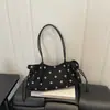 2026 Nuevo Bolso de Mano de Lino de Gama Alta de Nicho con Lunares Versátil para Viajes de Negocios Gran Capacidad Bolso de Hombro Único
