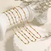 Corrente Lateral Minimalista Colorida e Única com Contas, Colar de Contas Coloridas em Resina para Mulheres, Corrente de Clavícula Dourada