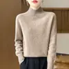 Suéter de punto raglán para mujer, nuevo estilo de lujo ligero para otoño e invierno, 100% lana, de cuello semi-alto, suelto y adelgazante, camisa base de punto