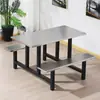 Comedor de fábrica de cantina de empresa escolar, mesa de comedor de acero inoxidable 4/6/8, combinación de mesa y silla de comida rápida reforzada