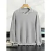 26 nuevo modelo suéter de cachemira con cuello de gaviota para hombre, tejido de punto estilo old money plano de 12 puntadas, suéter casual holgado con cuello de solapa, transfronterizo