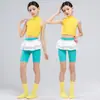 Ropa de Baile para Niñas, Chaleco Amarillo de Cuello Alto, Atuendo de Práctica, Atuendo de Presentación, Modelo de Entrenamiento de Yoga Jazz