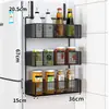 Estante lateral de almacenamiento para refrigerador de cocina, montado en la pared, multifuncional, multicapa, para almacenar especias y film transparente