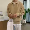 Suéter de punto informal de manga larga con media cremallera de estilo coreano para hombre, color liso, holgado, para venta al por mayor