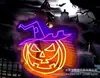 Nova Luz Neon Retroiluminada de Halloween com Designs de Fantasma, Caveira e Abóbora para Decoração de Festa Festiva Luz Noturna