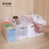 HIMARAYA Japón importado cesta de almacenamiento portátil de plástico grande cocina baño con asa cesta de almacenamiento