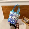 Bolsa de Lona tipo Cubo con Graffiti Linda Ins Bolso Cilíndrico Bolsa para Estudiante Clase Estilo Coreano para Niña Lonchera Manual Bolsa de Mamá