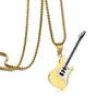 Pendente de Guitarra Clássica Europeia e Americana Instrumento Musical Hip Hop Street Aço Titânio Colar Masculino Moda Joia de Aço Inoxidável Colar