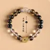 Pulseira Dupla de Círculo Único Olho de Tigre Azul Cristal Puro Brilhante com Contas de 10mm Pulseira da Moda Personalizada Joia Popular de Cristal