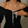 Nuevo Conjunto de Joyería de Collar y Pendientes con Cadena de Garra y Borla, Joyería de Lujo Ligero de Alta Gama para Fiesta con Pedrería Ecológica para Mujeres, Para Usar Apilado