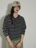 Camiseta com Capuz e Zíper Parcial Lofi Color Block Listrada de Manga Longa para Mulheres, Nova Peça Casual Solta para Primavera