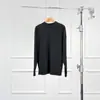 Dragão do Mar Warren Donna Outono Preto e Branco Simples Básica Camiseta Feminina Algodão Gola Redonda Manga Longa Camiseta