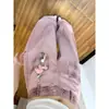 Jeans patchwork xadrez rosa retrô americano para mulheres, coleção primavera/outono 2026, modelagem solta, emagrecedor e com design de perna larga fluido e casual