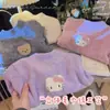 Camiseta de Inverno para Meninas Bebê Estilosa Infantil Tendência Marca Desenho Animado Coreano Espessada Integrada Lã Gola Meio Alta Camada de Base