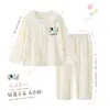 Pijama para niñas, colección primavera y otoño, de manga larga, con estampado de nubes, algodón fino, nuevo estilo de otoño, para niñas de talla mediana y grande, ropa de estar por casa moderna