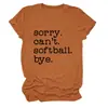 Lo siento, no puedo softball Amazon Wish sitio independiente casual letra versátil mujer cuello redondo manga corta