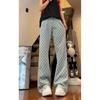 Jeans Jacquard Lavado Antigo Estilo Streetwear Americano Masculino Primavera e Outono Reto Solto Estilo High Street Europeu e Americano Calças Compridas