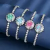 Nuevo Brazalete Huabi de Joyería para Otoño e Invierno Estilo Retro Europeo y Americano Rosa Artificial Cortado Piedra de Color Piedra Principal para Mujer 10mm