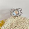Anillo de Piedra Lunar para Hombre y Mujer Diseño Nicho Diamante Anillo Simple de Lujo Ligero Viento Frío Sentido Avanzado Anillo Abierto Venta al por Mayor