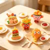 Juguete de comida en miniatura simulada accesorios de resina papas fritas de caricatura, hamburguesas, pollo frito, pegamento de crema decoraciones DIY estilos surtidos